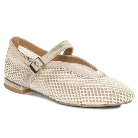 Maciejka Women's White and Gold Ballerinas