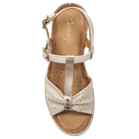 Maciejka Leather Beige and Gold Women's Sandals