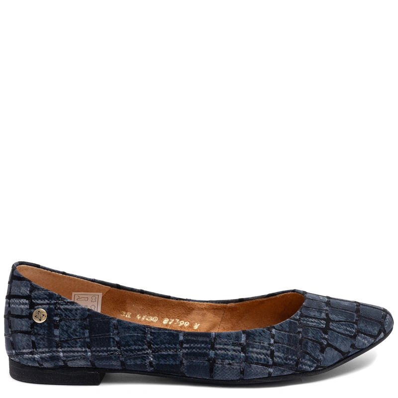 Maciejka Leather Ballet Flats Crocodile Texture Navy Blue 4100W-19/00-8