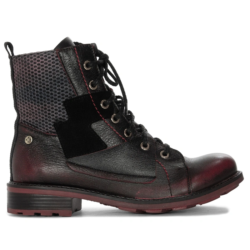 Maciejka Women's Leather Boots Black and Red