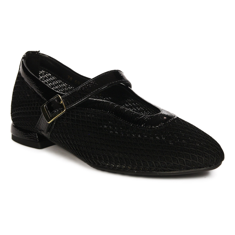 Maciejka Leather Mary Jane Ballerinas Almond Toe Black 06939-01/00-0