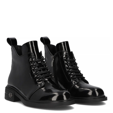 Filippo Women's Patent Leather Ankle Boots, Black