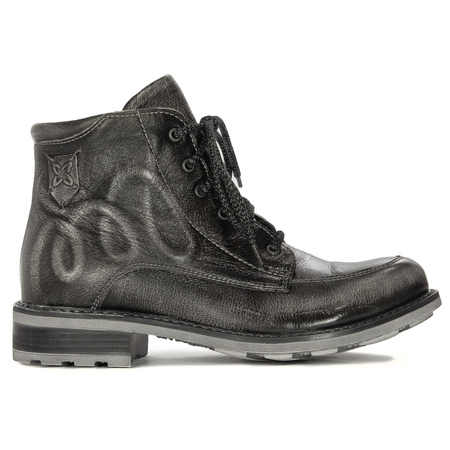 Maciejka Trzewiki Damskie Skórzane Popielate