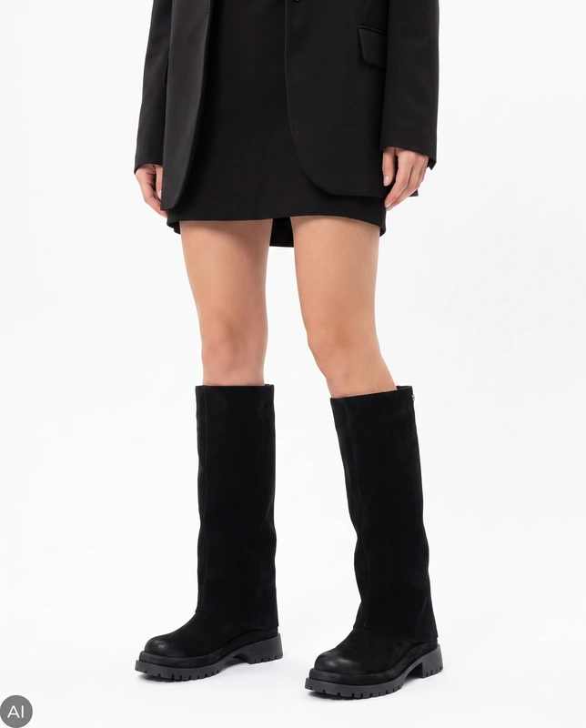 Maciejka Classic Leather Women’s Black Tall Boots 3.5 cm K7723-01/00-7