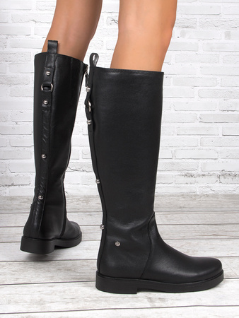 Maciejka Black leather Knee-High Boots