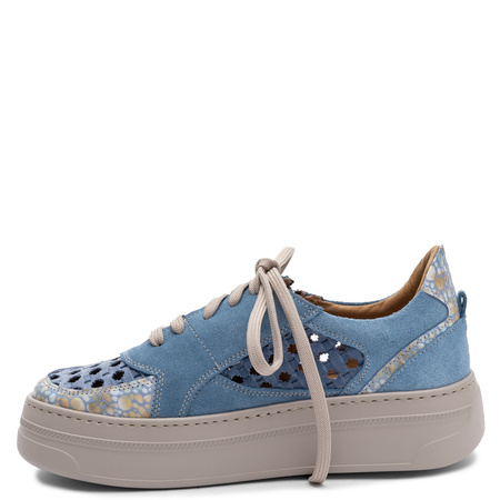 Maciejka Leather Openwork Sneakers On Platform Blue 07317-06/00-1