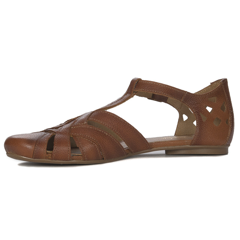 Maciejka Leather Woven Closed-Toe Sandals Cognac Brown 06645-29/00-5