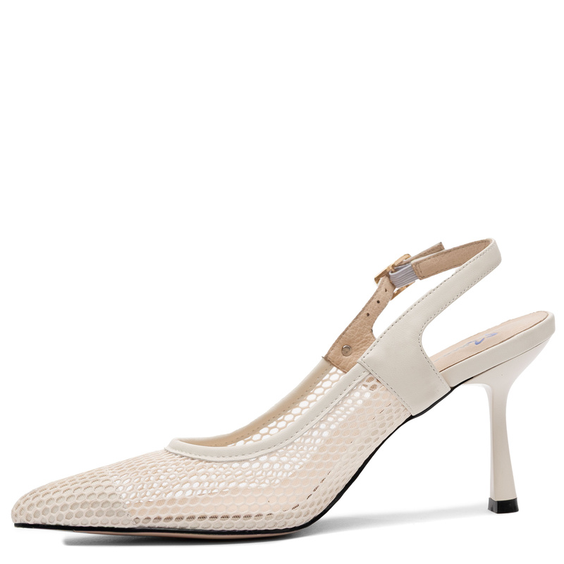 Maciejka Czółenka Ażurowe Slingback Szpiczaste Beżowe K7507-22/00-0