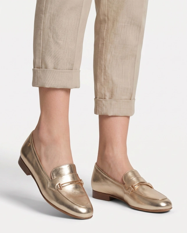 Maciejka Elegant Metallic Leather Women Loafers Gold K6809-25/00-1