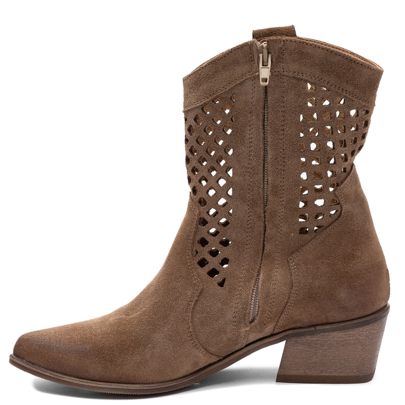 Maciejka Leather Openwork Suede Ankle Boots Brown 1734-TOFI-WEL