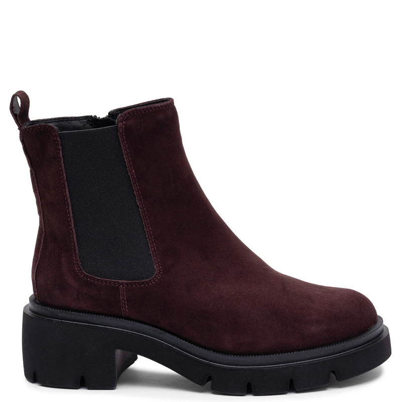 Maciejka Suede Block Heel Chelsea Boots Burgundy P7879-23/00-7