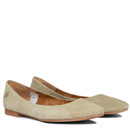 Maciejka Leather-Lined Ballerinas Suede Almond Toe Green 4100W-03/00-8