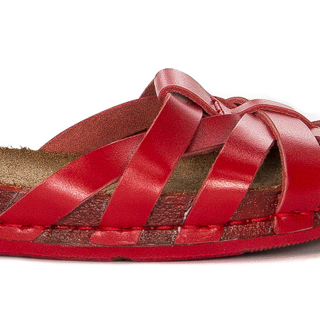 Maciejka Leather Flat Woven Sandals Red 03074-08/00-0