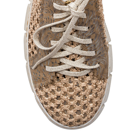 Maciejka Openwork Leather Platform Lace-Ups Beige 05850-04/00-1