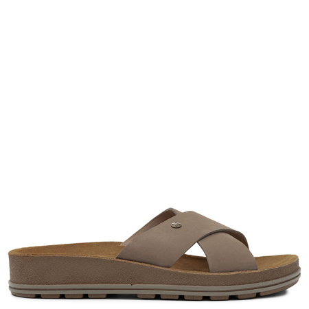 Maciejka Leather Slides Platform 3.5 cm Beige P7504-04/00-0