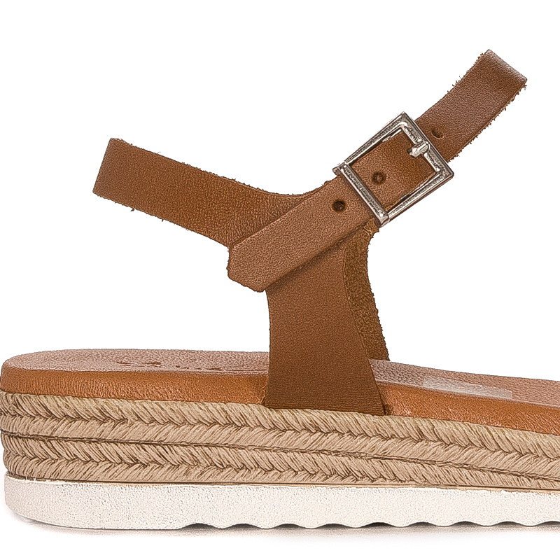Maciejka Sandały espadryle skóra naturalna rudy