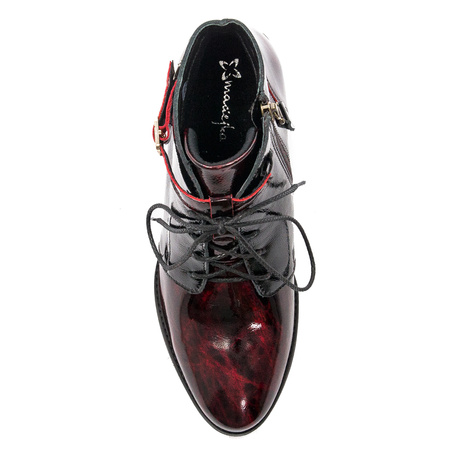Maciejka Women's Patent Leather Ankle Boots Burgundy 5743A-23/00-7
