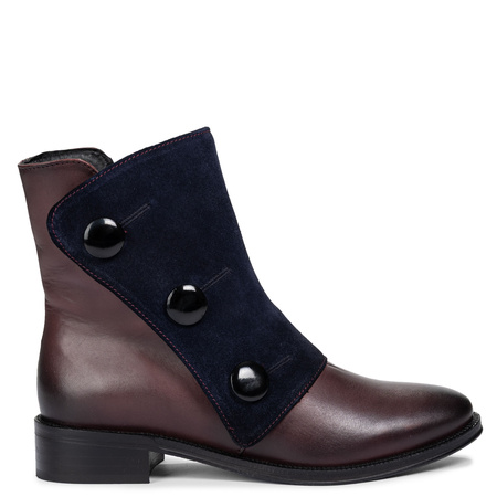 Maciejka Ankle Boots Suede Flap Decorative Buttons Bordeaux (H7172-23/00-7)