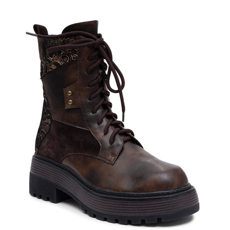 Maciejka Leather Lace-Up Boots Flat Sole Brown K7837-02/00-7