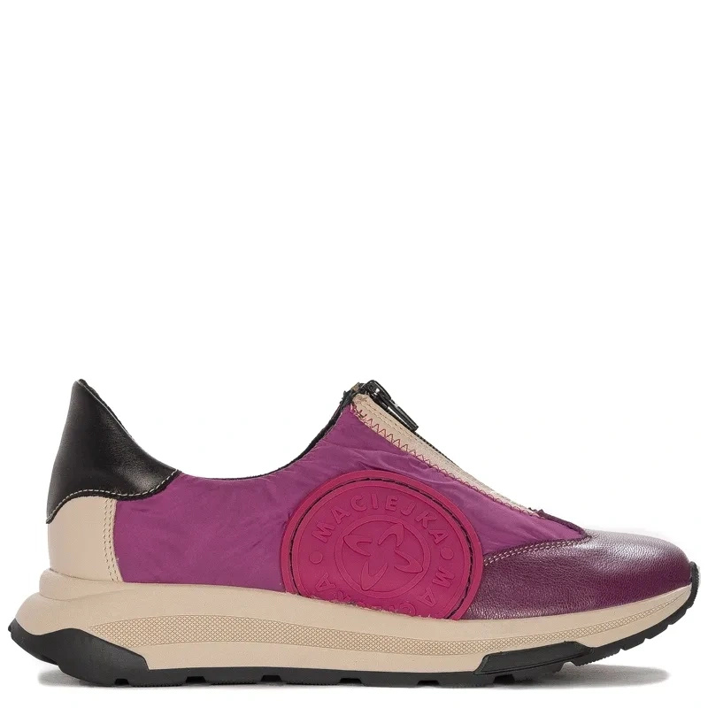 Maciejka Leather Sneakers Front-Zip Platform Fuchsia 06296-15/00-8