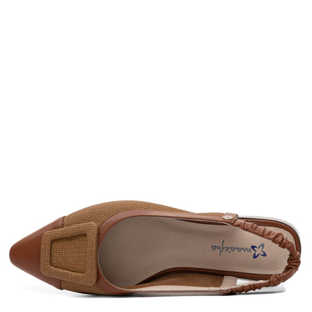 Maciejka Leather Slingback Pointed-Toe Low-Heel Brown K7466-29/00-1