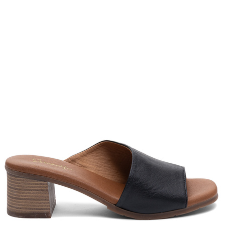 Maciejka Leather Elegant Block Heel Mules Black E7395-01/00-1