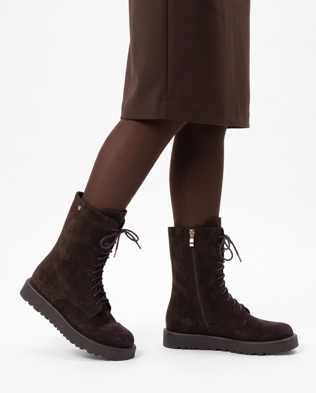 Maciejka Women's Suede Lace-Up Ankle Boots Deep Chocolate K7807-02/00-7