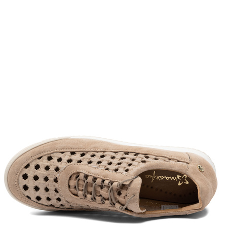Maciejka Leather Openwork Suede Sport Shoes Beige 07323-04/00-1