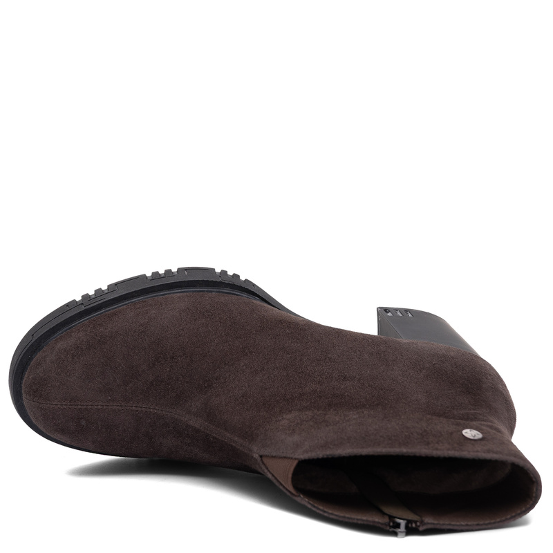 Maciejka Leather Women's Suede Insulated Ankle Boots On Platform Block Heel Chocolate Brown K7700-02/00-7