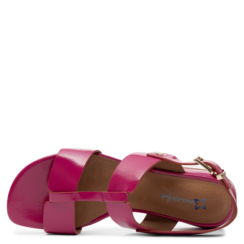 Maciejka Leather Patent Adjustable Low-Heel Sandals Pink K7455-15/00-1