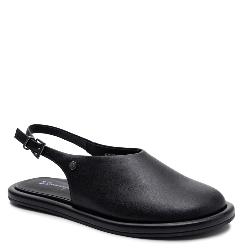 Maciejka Półbuty Skórzane Slingback Odkryta Pięta Czarny K7513-01/00-1