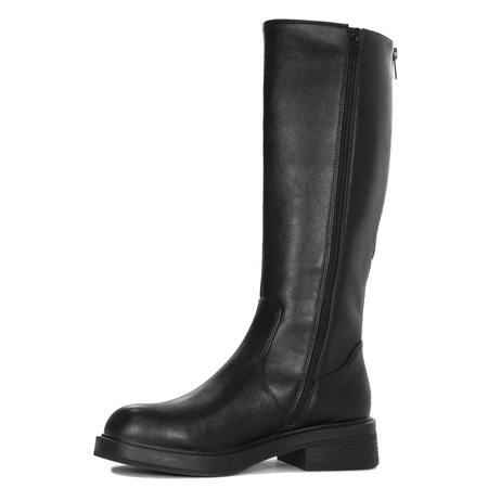 Maciejka Leather Knee-High Minimalist Zipper Black A7164-01/00-7