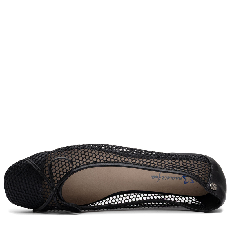 Maciejka Baleriny Ażurowe Cholewka Migdałowy Nosek Czarne K7512-01/00-1