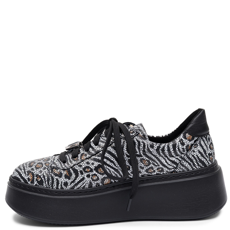 Maciejka Women's Genuine Leather Platform Sneakers White And Black 6191W-25/00-8