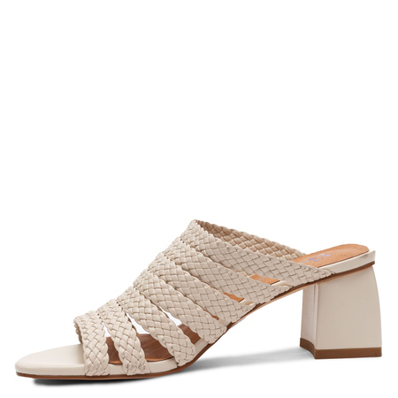 Maciejka Leather Braided Mules Block Heel Beige K7526-04/00-1