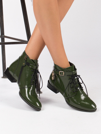 Maciejka Green Pattented Leather women's Boots 5743A-45/00-7