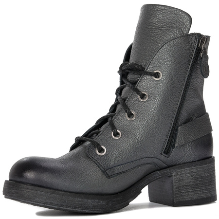 Maciejka Premium Leather Lace-Up Block Heel Boots Graphite 3750S-20/00-3