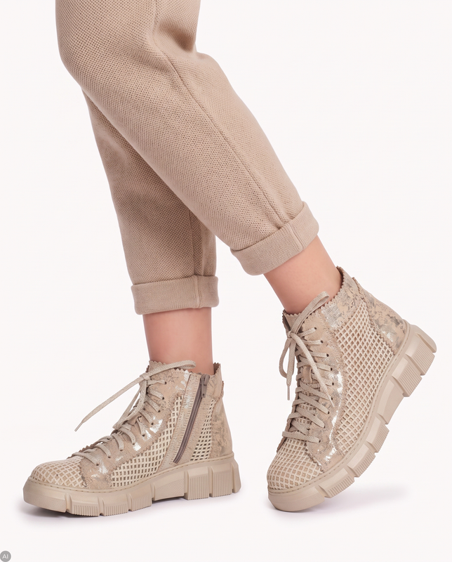 Maciejka Women's Leather Boots Beige+Gold