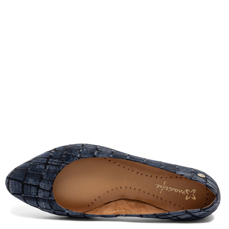 Maciejka Leather Ballet Flats Crocodile Texture Navy Blue 4100W-19/00-8