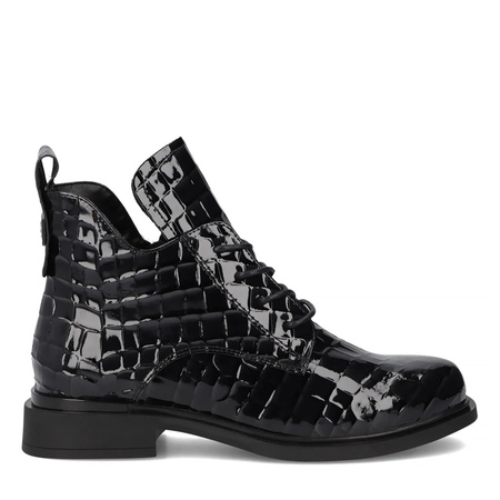 Filippo Women's Patent Leather Ankle Boots, Black