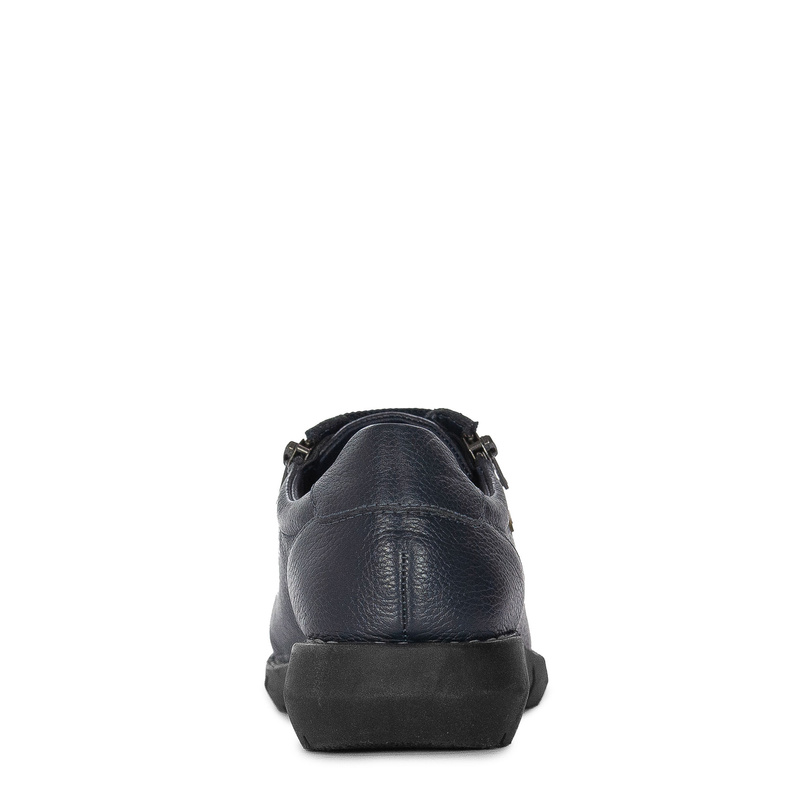 Maciejka Leather Low Shoes Elastic Laces Dual-Zip Navy P7238-17/00-1