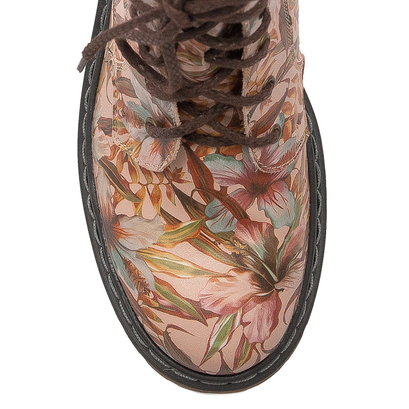 Maciejka Pink + Flowers Lace-up Boots 01609-15/00-6