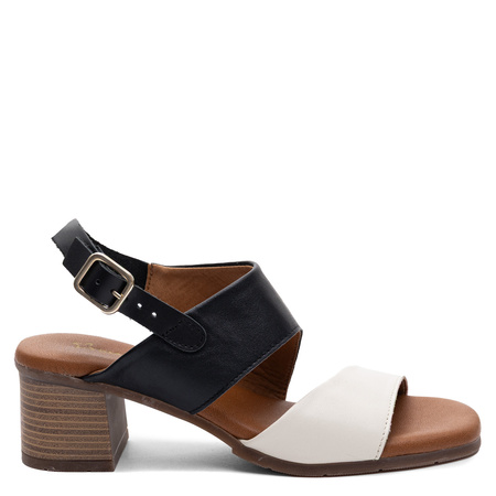 Maciejka Leather Block Heel Sandals Two-Tone Multicoloured E7396-01/00-1