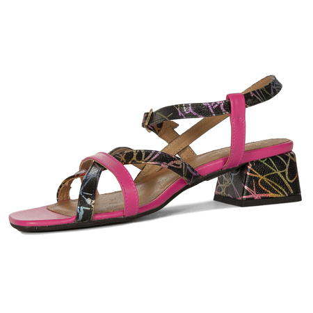 Maciejka Women's High Heel Leather Sandals Pink Black