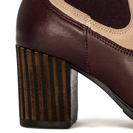 Maciejka Chelsea Ankle Boots Leather Contrast Trim Burgundy 03759-23/00-3