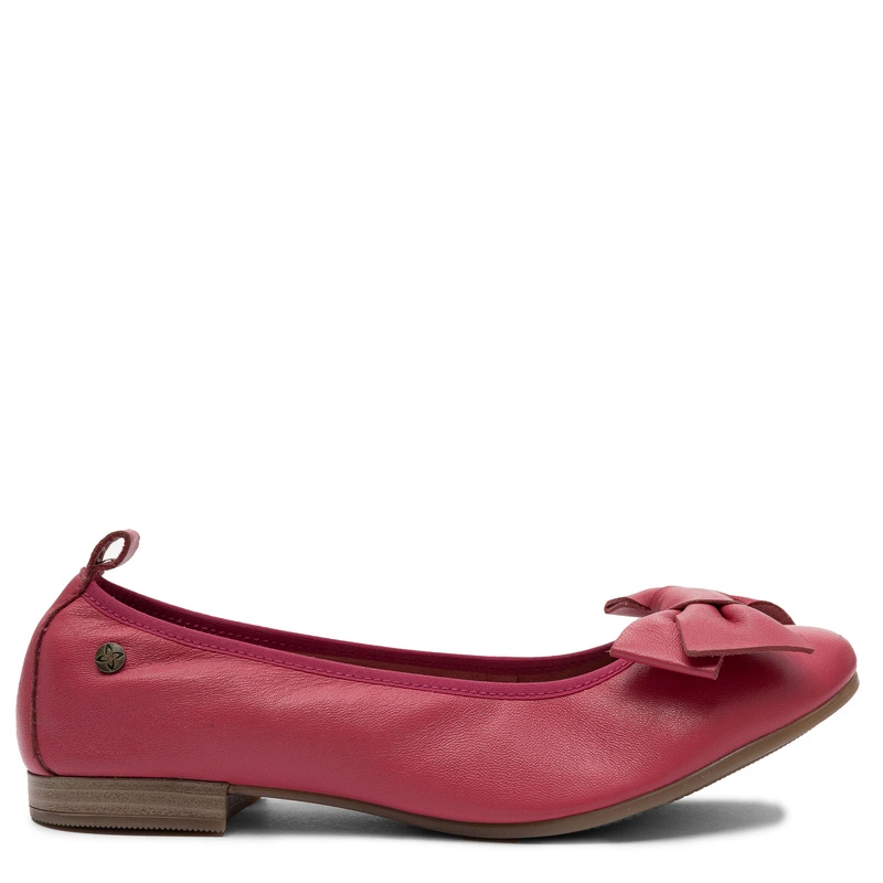 Maciejka Leather Ballet Flats Bow Almond Toe Pink P6802-15/00-0