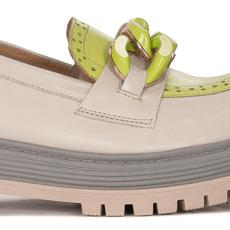 Maciejka Women's Beige + Pistachio Flat Shoes