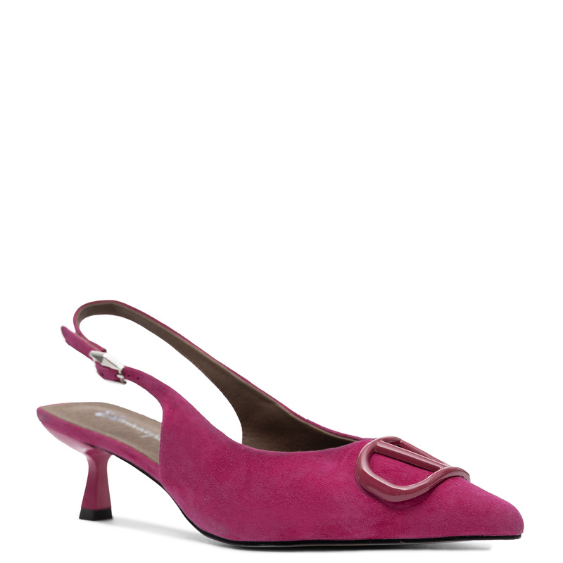 Maciejka Czółenka Slingback Skórzane Zamszowe Szpilka 6 cm Różowe K7447-05/00-1