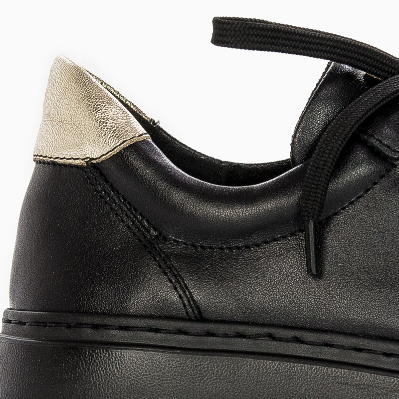 Maciejka Półbuty Sneakersy Skórzane Na Platformie Czarne 06191-01-00-8