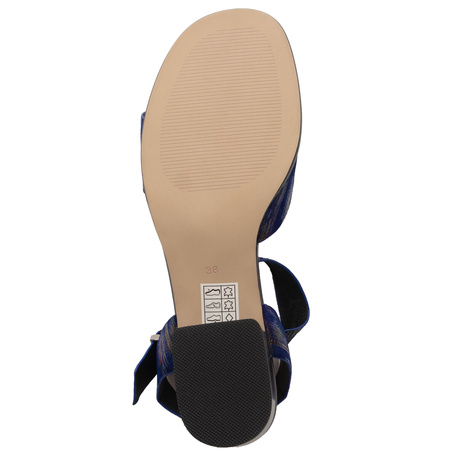 Maciejka Artisanal Women's Leather Sandals On Stable Block Heel Blue N6802-17/00-1